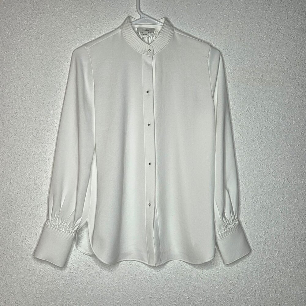 Nwot Vince Women's Mandarin Collar Blouse - Off White